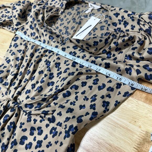 Rebecca Taylor Cheetah Print Silk Dress Size 00 NWT $395 MSRP Balloon Sleeve - Picture 10 of 12